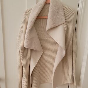 RD Style Cream Knit Sweater with Faux Fur
